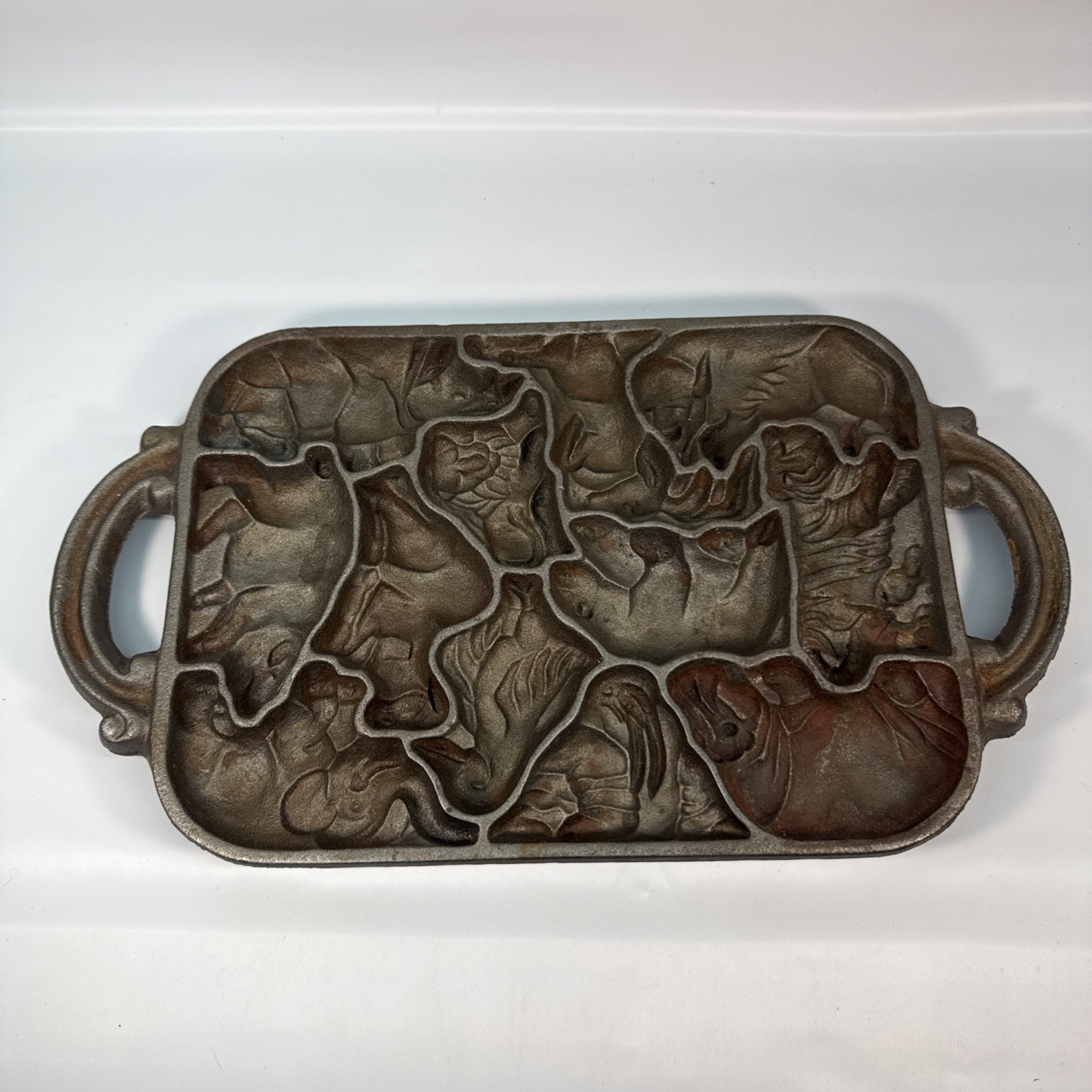 Vintage 1984 Cast Iron Animal Puzzle Mold Classic Gourmet John Wright USA Vintage 1984 Cast Iron Animal Puzzle Mold Classic Gourmet John Wright USA