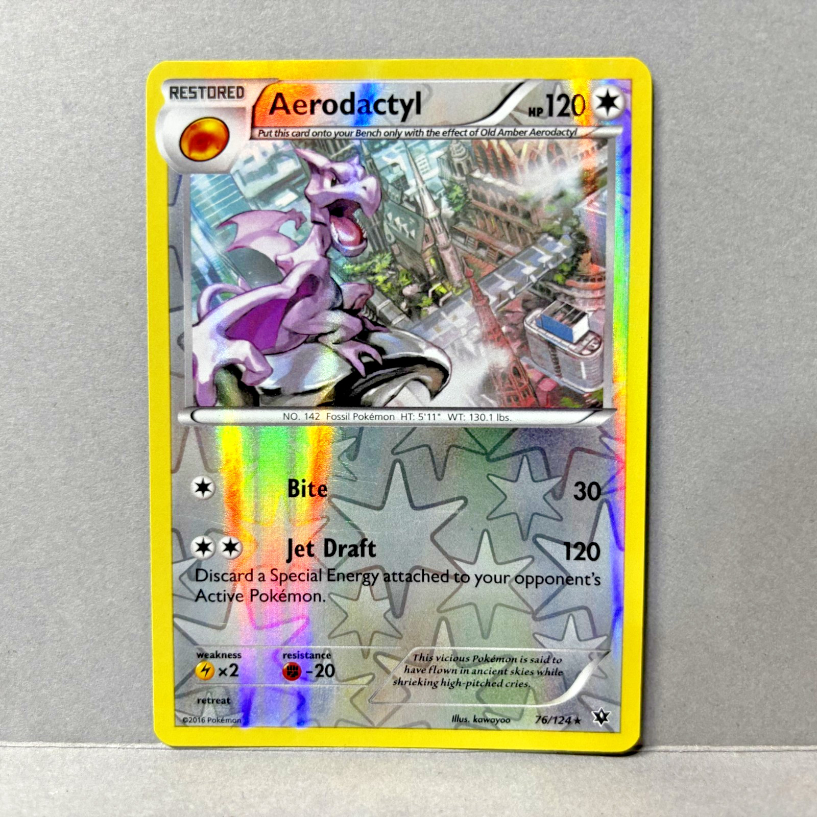 Aerodactyl 76/124 Rare Fates Collide Pokemon Reverse Holo Aerodactyl 76/124 Rare Fates Collide Pokemon Reverse Holo