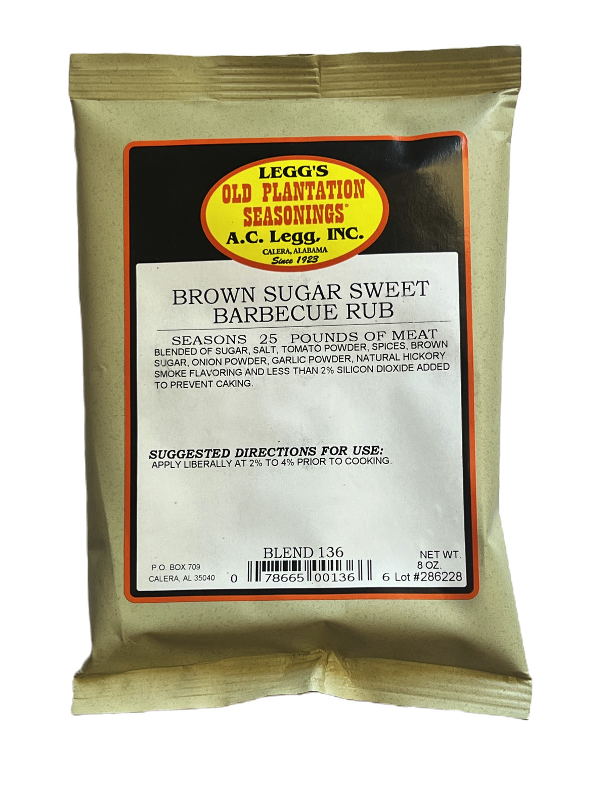 AC Legg\'s Brown Sugar BBQ Rub Seasoning Blend 136, 8 oz - Seasons 25 lbs AC Legg\'s Brown Sugar BBQ Rub Seasoning Blend 136, 8 oz - Seasons 25 lbs
