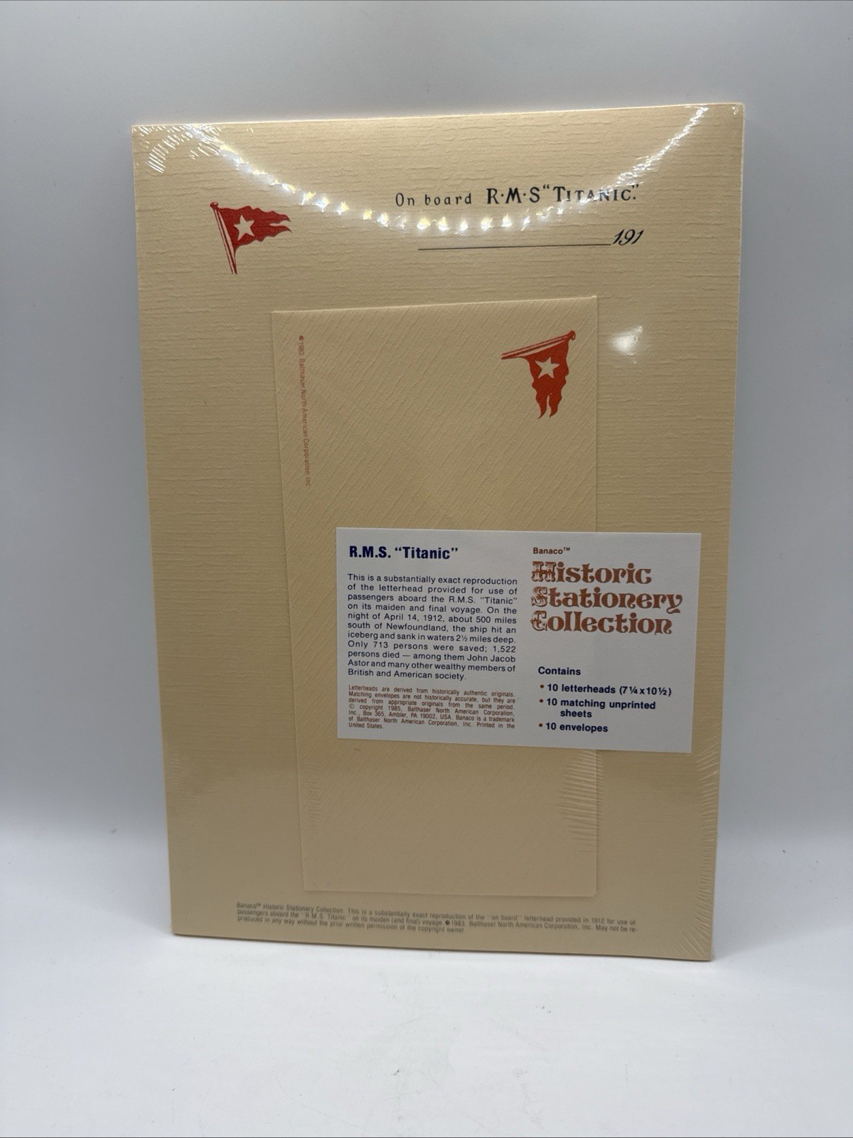 Vintage RMS Titanic Stationery Set Banaco White Star Line Reproduction Sealed