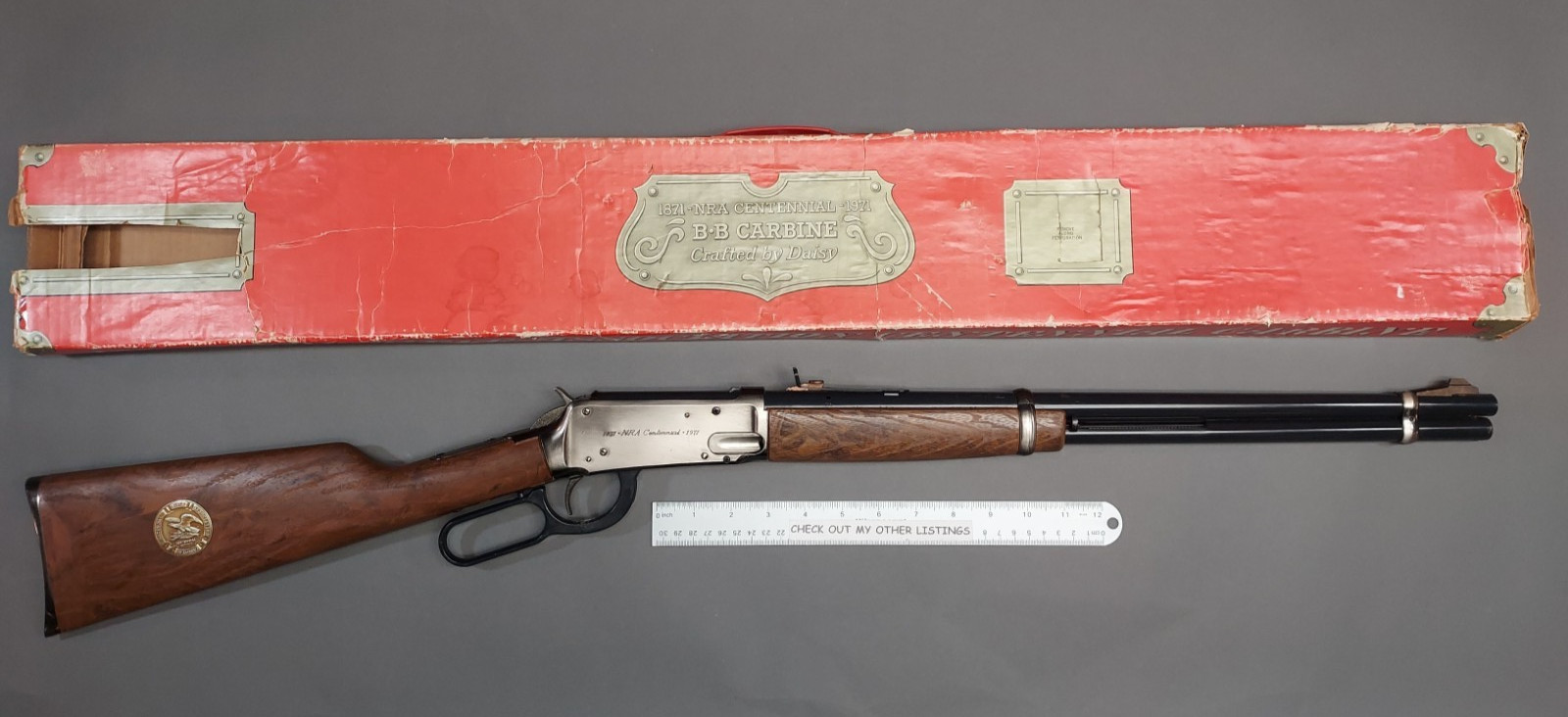 Vtg Daisy 1871-1971 NRA Centennial Winchester Western Cowboy Toy BB Rifle w/ Box