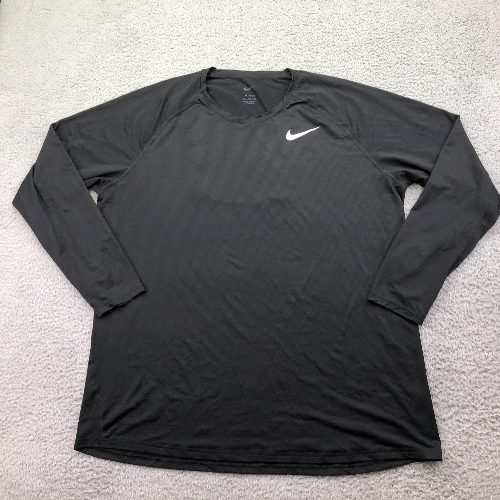 Nike Shirt Mens 3XL Black Long Sleeve Dri-FIT Running Top Athletic Performance
