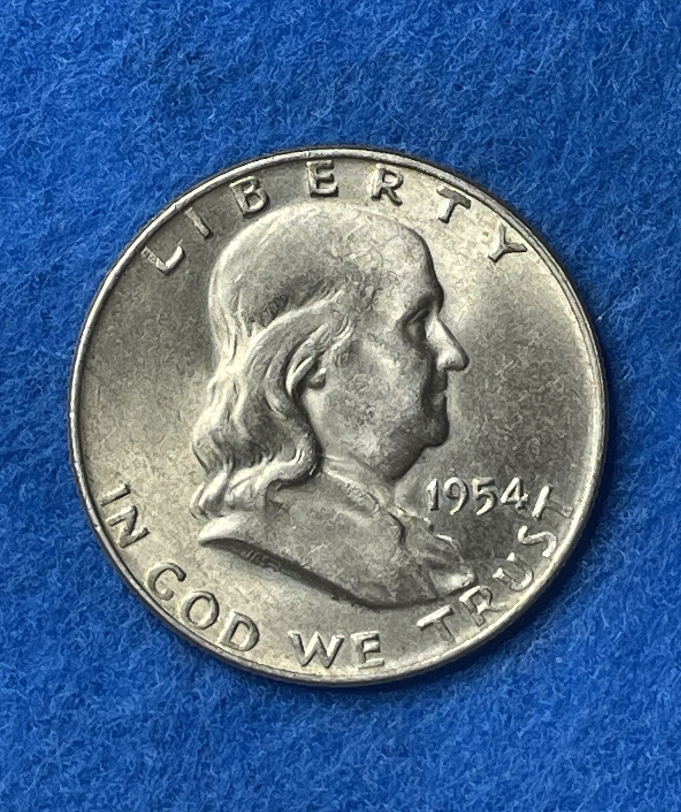 1954-D Franklin Half Dollar- 90% Silver- AU+ Condition. Beautiful Coin