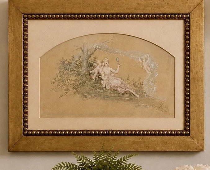 Rare Antique James Plucknett Original Painting on Scrim w/ LA Provenance Label
