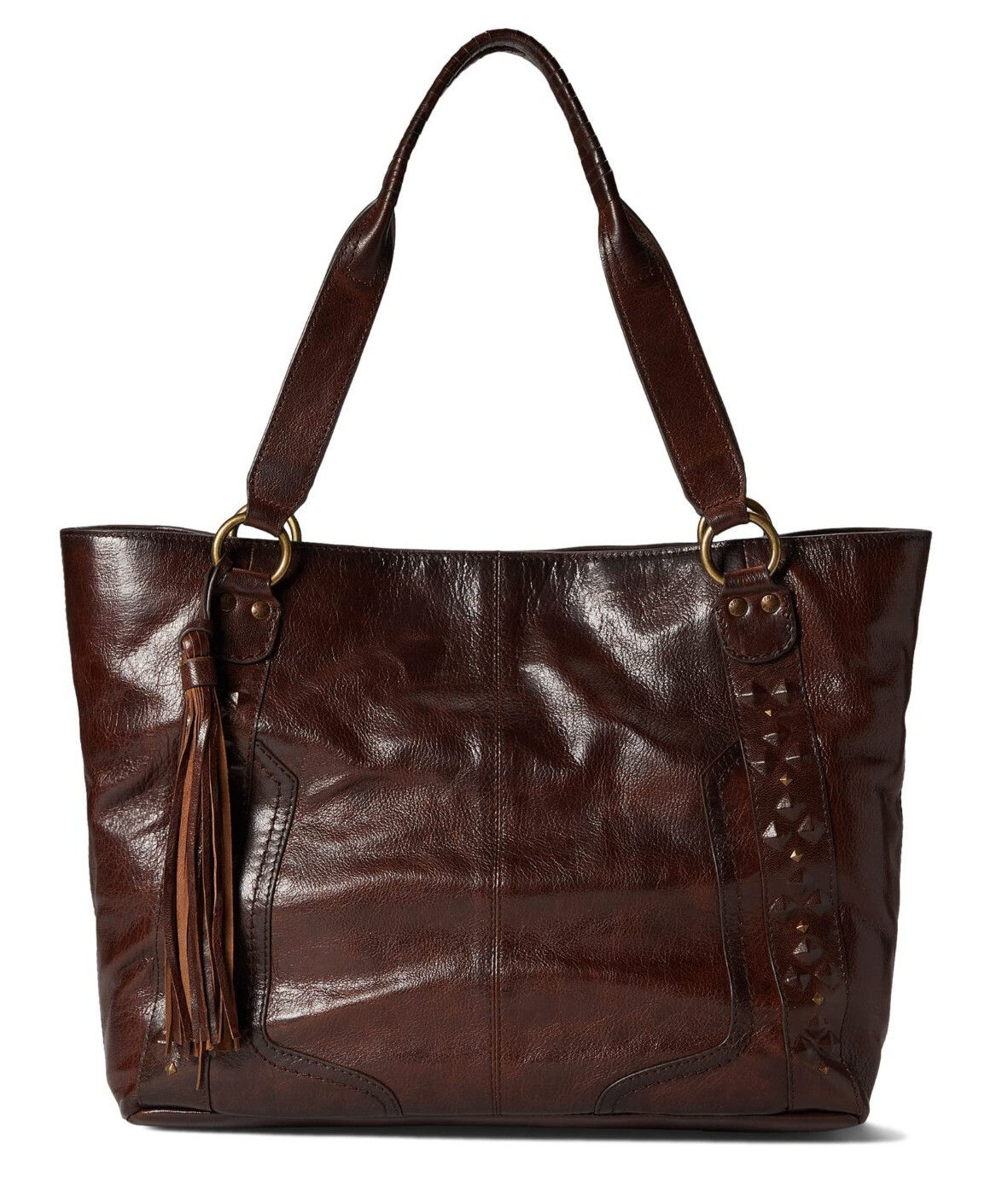 Frye Corrine Tote Cognac Leather Handbag Purse Luggage Soft Shine Handle Drop