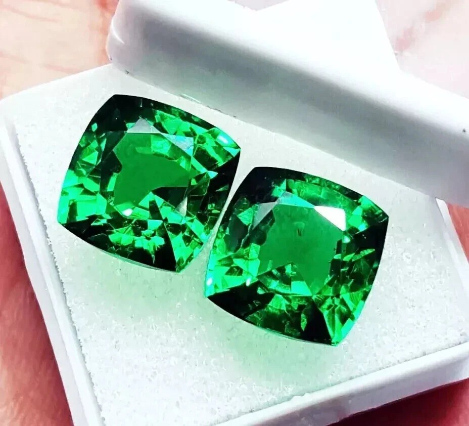 Natural Colombian Emerald Pair 18-20Ct Cushion Cut Loose Gemstone CERTIFIED
