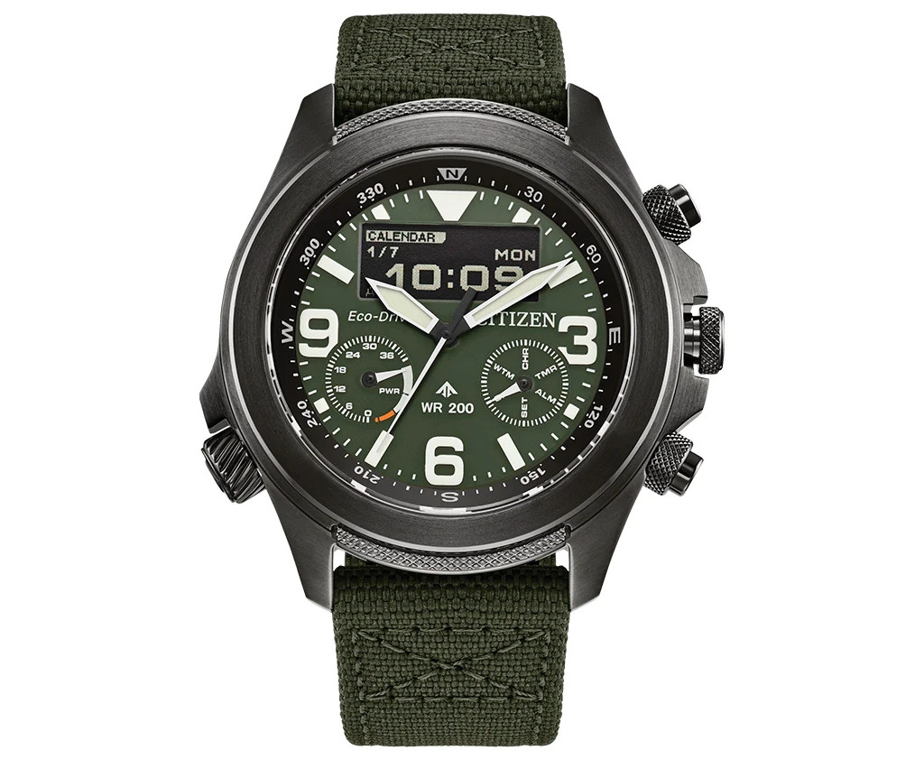 Citizen Men\'s Promaster Land Analog-Digital Green Dial Watch - JV1005-02W NEW Citizen Men\'s Promaster Land Analog-Digital Green Dial Watch - JV1005-02W NEW