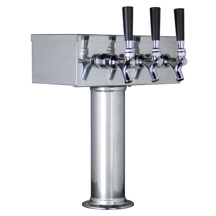 Kegco TTOW-3F-SS Polished Stainless Steel T-Style 3 Tap Draft Beer Tower