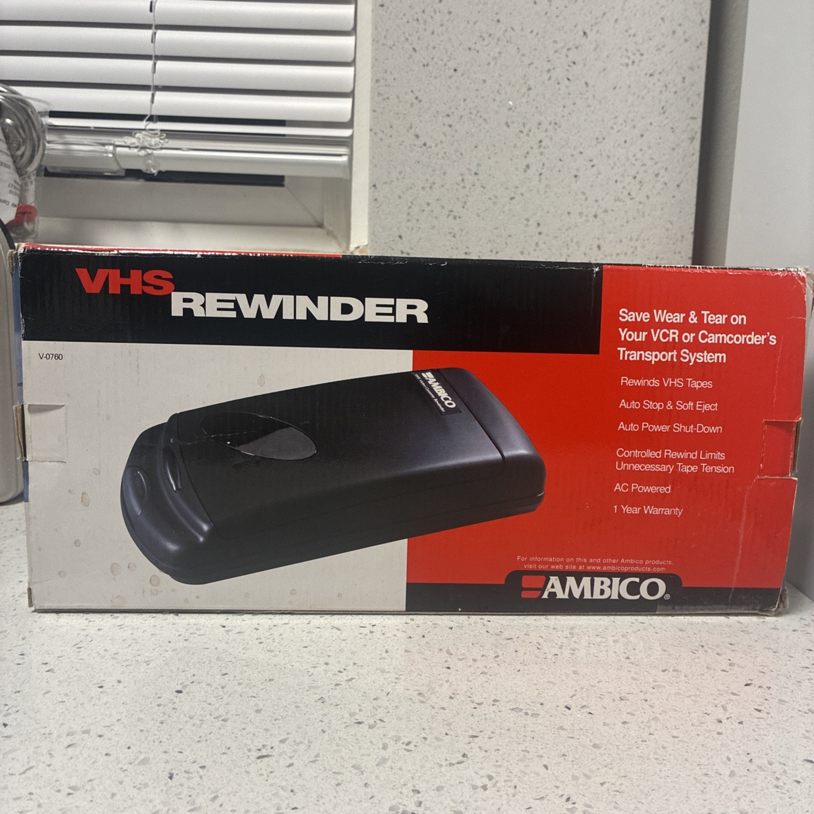 Ambico V-0760 VHS Tape Rewinder w/ Box Complete Vintage Rewind Unit New Ambico V-0760 VHS Tape Rewinder w/ Box Complete Vintage Rewind Unit New