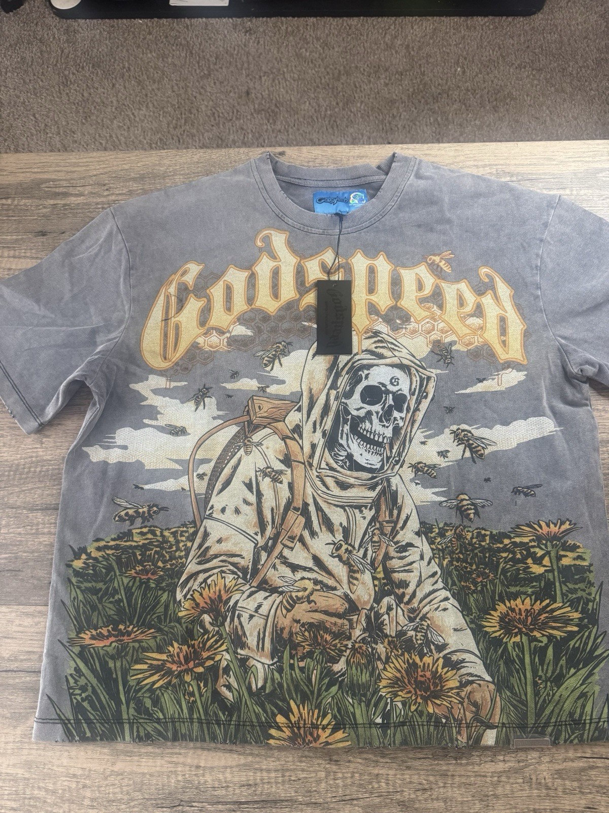 Godspeed Save The Bees Grey T-Shirt Mens Size Large Brand New Godspeed Save The Bees Grey T-Shirt Mens Size Large Brand New