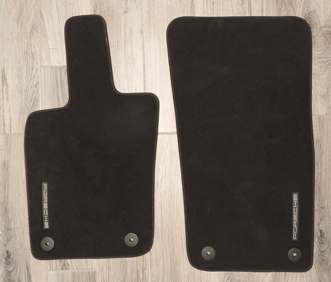 2017 - 2023 PORSCHE PANAMERA FRONT FLOOR CARPET LINER MAT OEM SET (2) black Logo 2017 - 2023 PORSCHE PANAMERA FRONT FLOOR CARPET LINER MAT OEM SET (2) black Logo