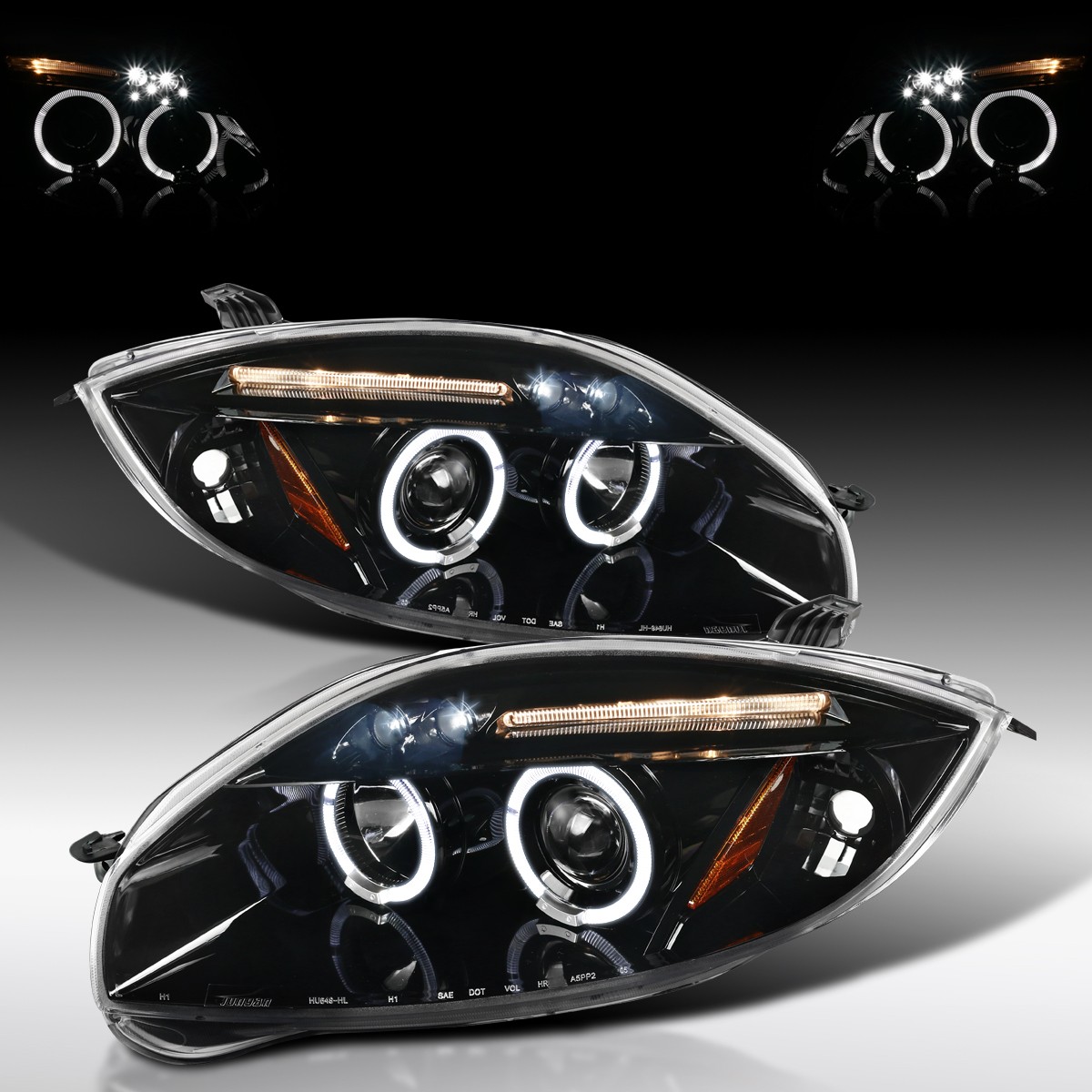 Slick Black Fit 2006-2012 Mitsubishi Eclipse LED Halo Projector Headlights Lamps Slick Black Fit 2006-2012 Mitsubishi Eclipse LED Halo Projector Headlights Lamps