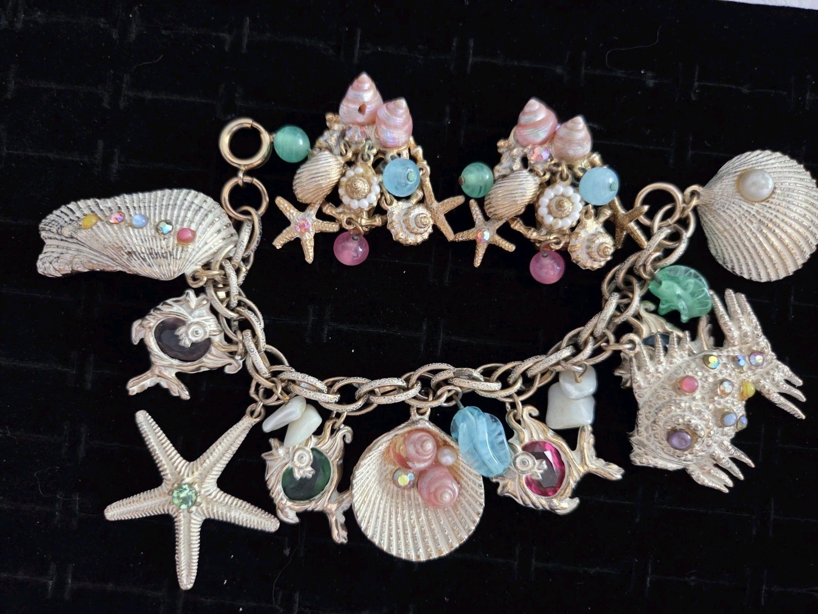 RARE Vintage Arthur Pepper Jewelry Set Sea Life Bracelet & Clip Earrings \