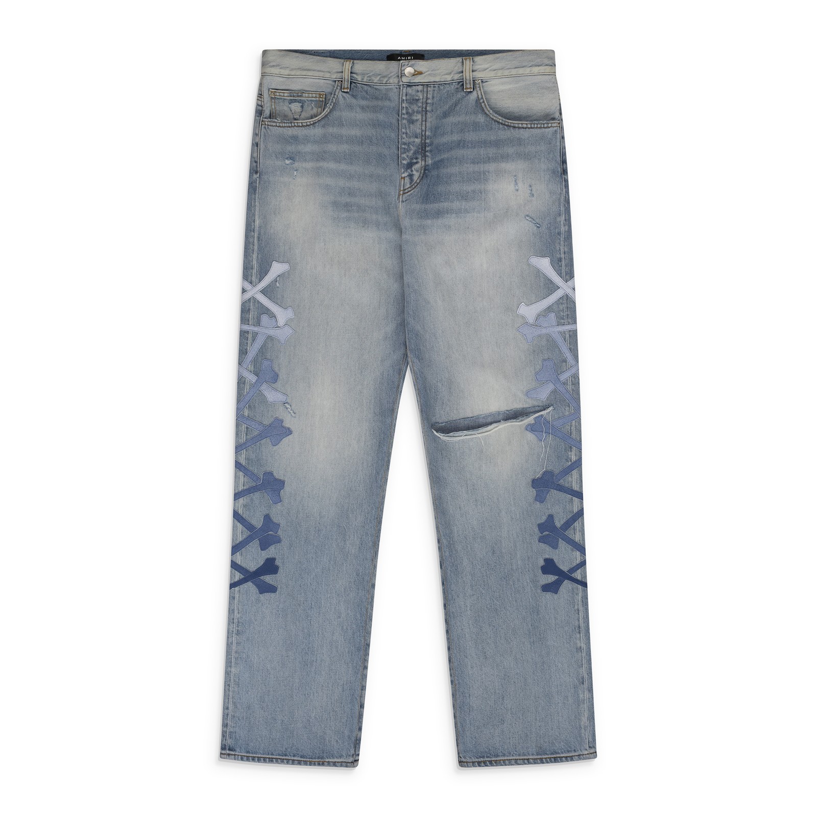 Amiri Stone Indigo/Blue Gradient Bones Straight Jeans SIZE 36 $1190 Amiri Stone Indigo/Blue Gradient Bones Straight Jeans SIZE 36 $1190