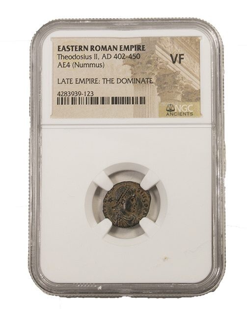 NGC VF Roman AE4 of Theodosius II (AD402 -450) VERY FINE NGC Ancients Certified