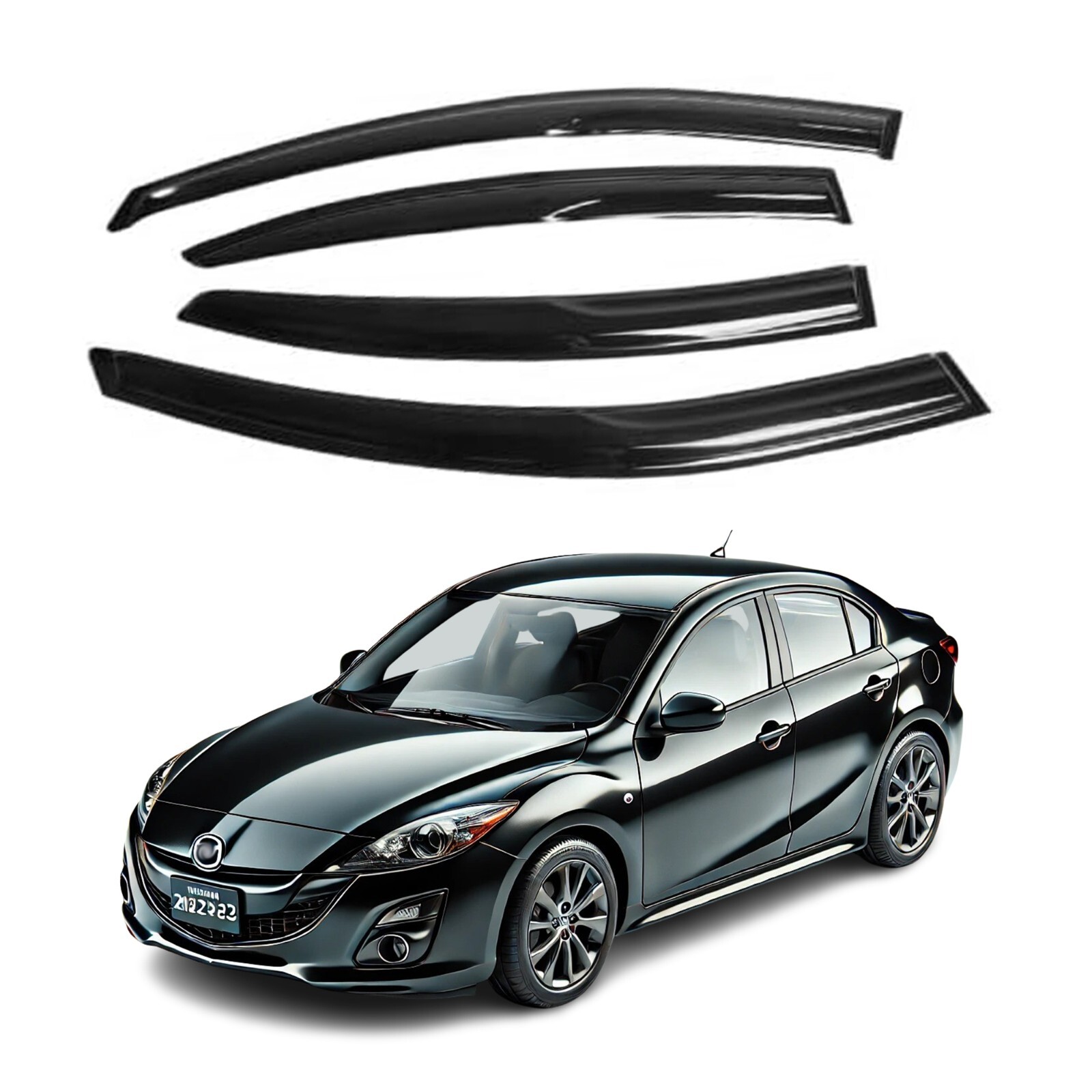 Fits 2010-2013 Mazda 3 Sedan Side Window Visor Sun Rain Deflector Guard Thicken Fits 2010-2013 Mazda 3 Sedan Side Window Visor Sun Rain Deflector Guard Thicken