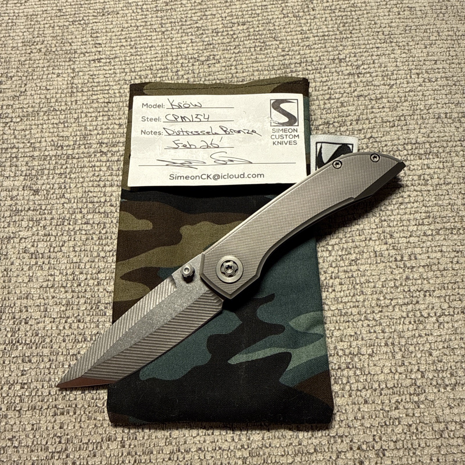 Simeon Custom Knives - KROW - CPM154 - excellent+ You do not see these for sale Simeon Custom Knives - KROW - CPM154 - excellent+ You do not see these for sale