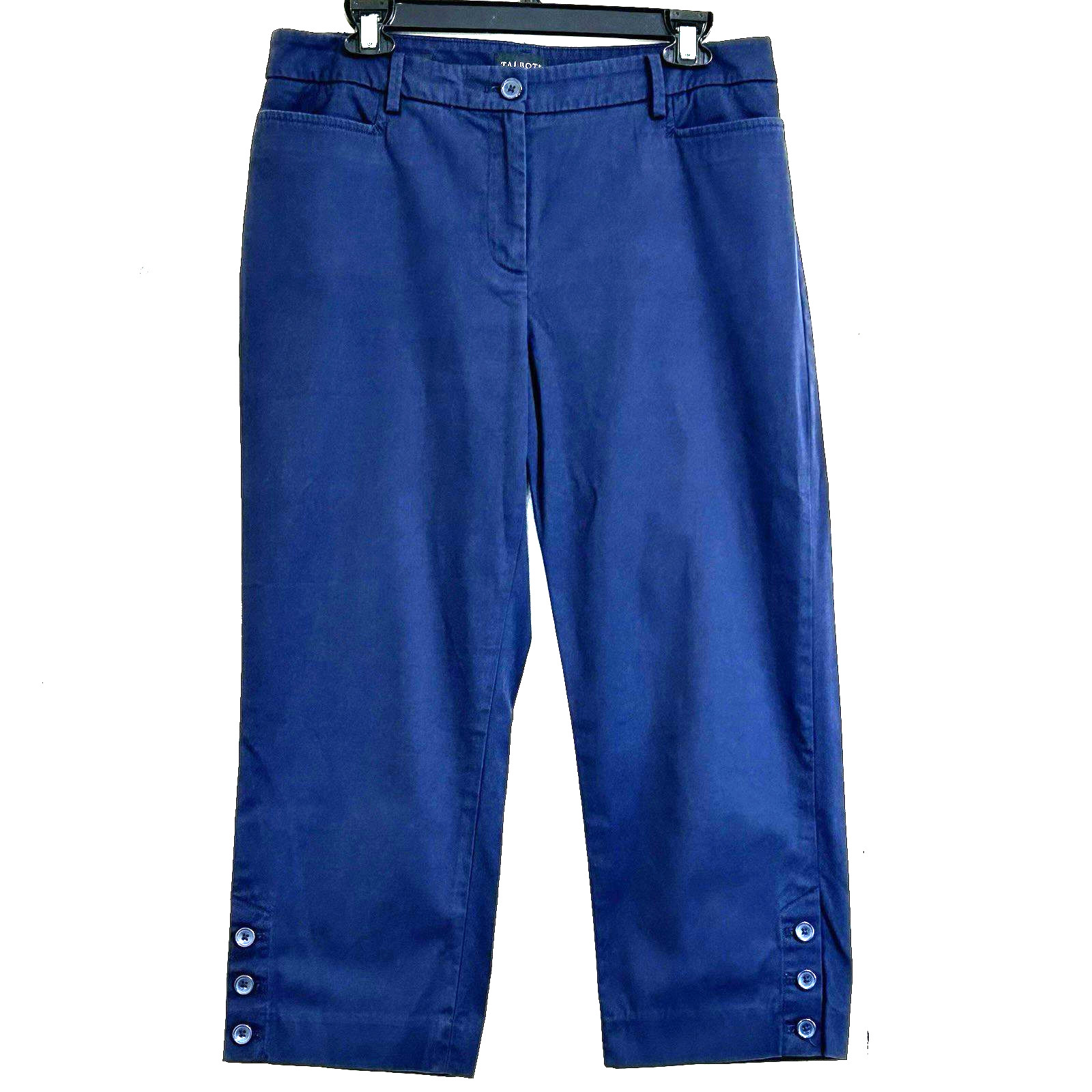 Talbots The Perfect Skimmer Capri Pants Size 8 Cotton Navy Blue Crop Pants