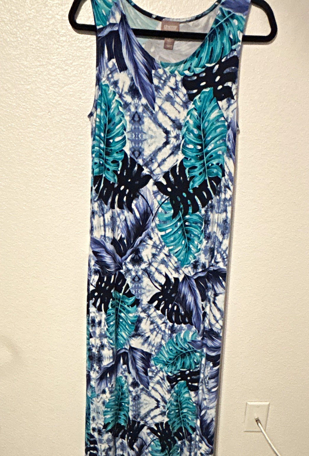 Chico’s Tropical Floral Maxi Dress Women’s Size 1, M Sleeveless Scoop Neck Knit Chico’s Tropical Floral Maxi Dress Women’s Size 1, M Sleeveless Scoop Neck Knit