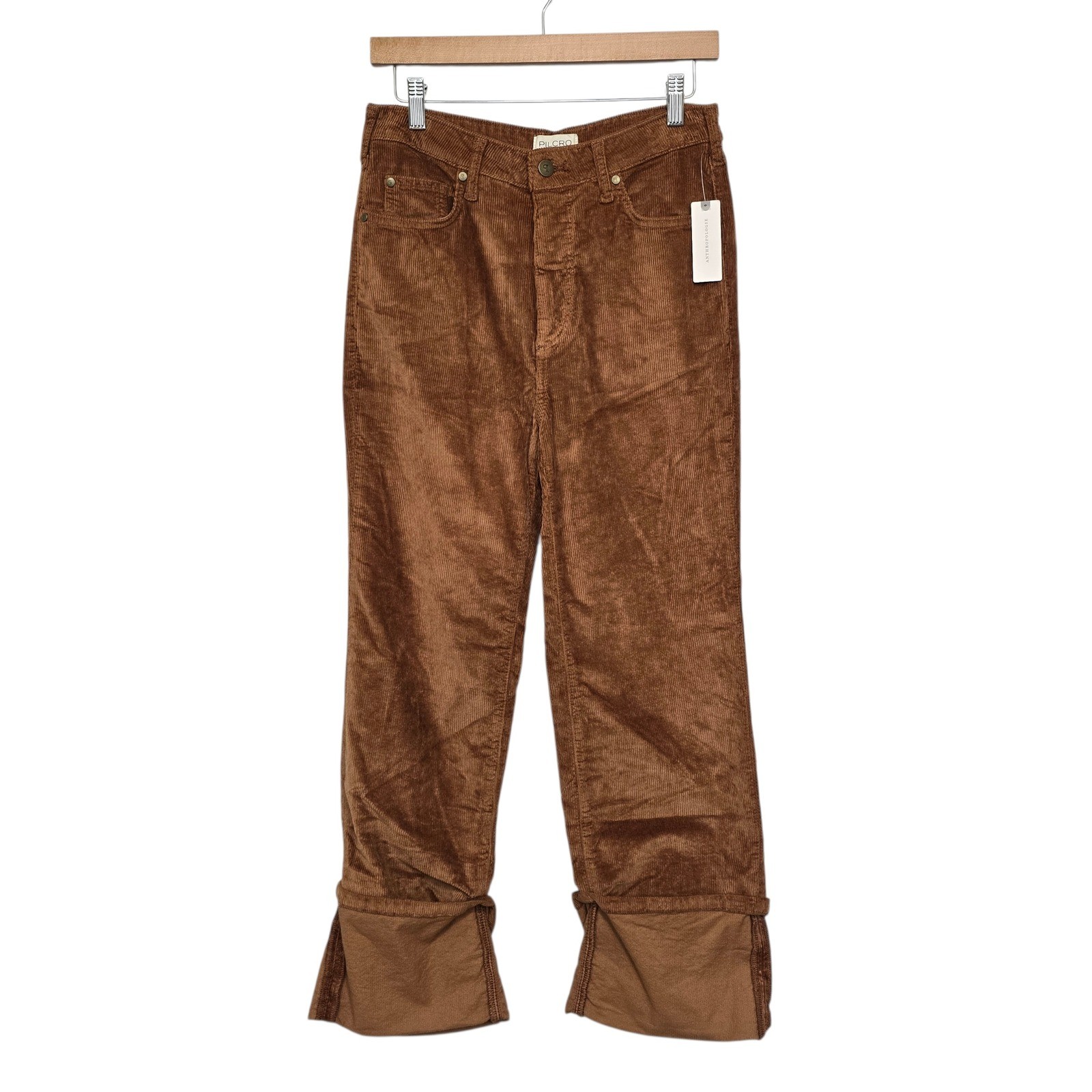 NWT PILCRO by Anthropologie Corduroy Wide Leg Pants Brown Womens Size 27