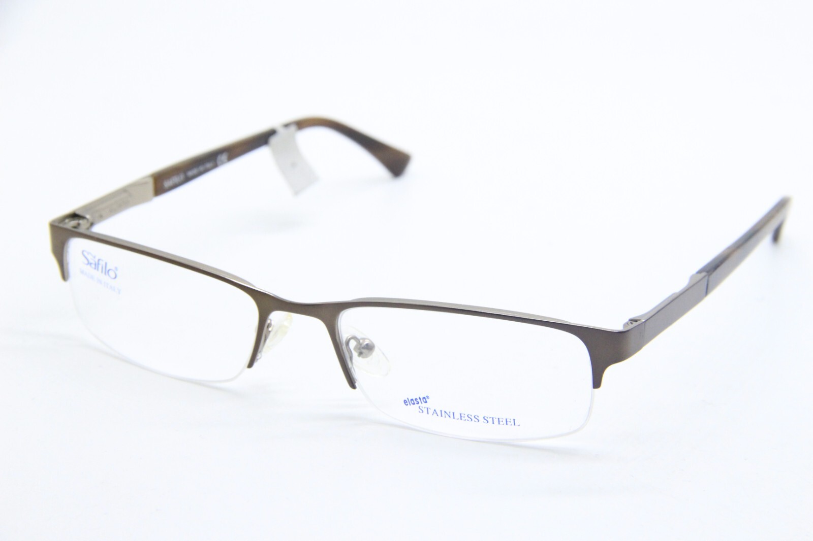 NEW SAFILO ELASTA 7174 01V1 GUNMETAL BROWN HORN AUTHENTIC FRAME EYEGLASSES 54-18