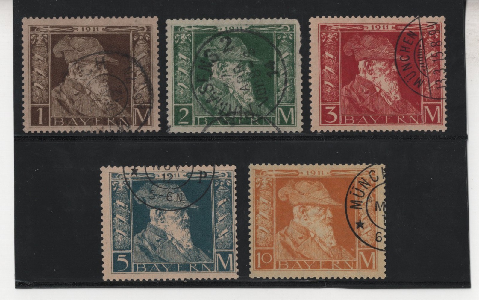 Germany Bavaria 1911 Scott #86-90 Used Very Fine