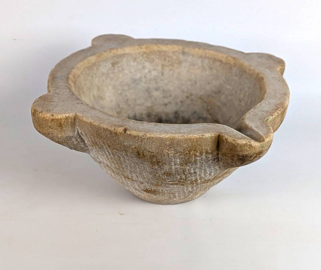 ​Antique 18th/19th C. Carved Marble/Stone Mortar - Heavy 30cm/5.5kg