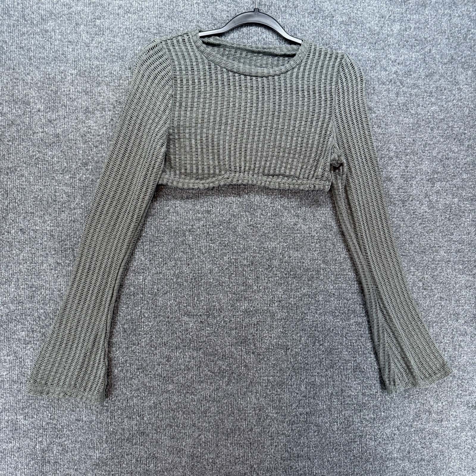 Y2K Top Womens M Gray Mesh Sheer Pullover Crop 90s Grunge Punk Biker Casual Y2K Top Womens M Gray Mesh Sheer Pullover Crop 90s Grunge Punk Biker Casual