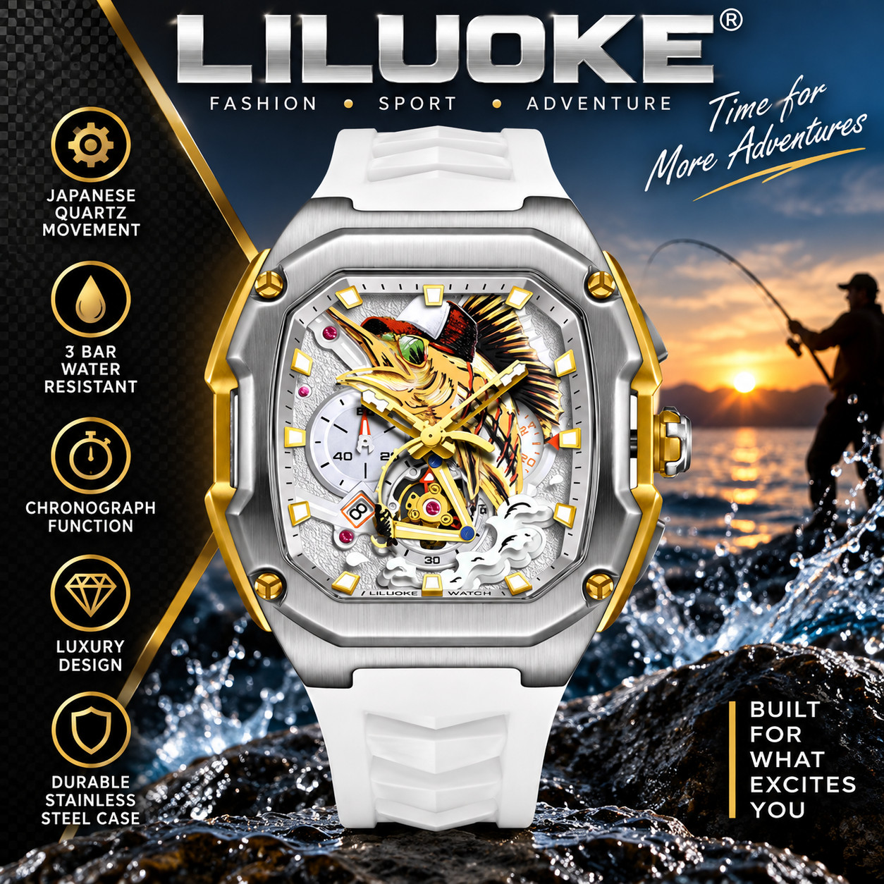 LILUOKE Super Luxury Men\'s Watch – Quartz Movement, Sport Style, Waterproof