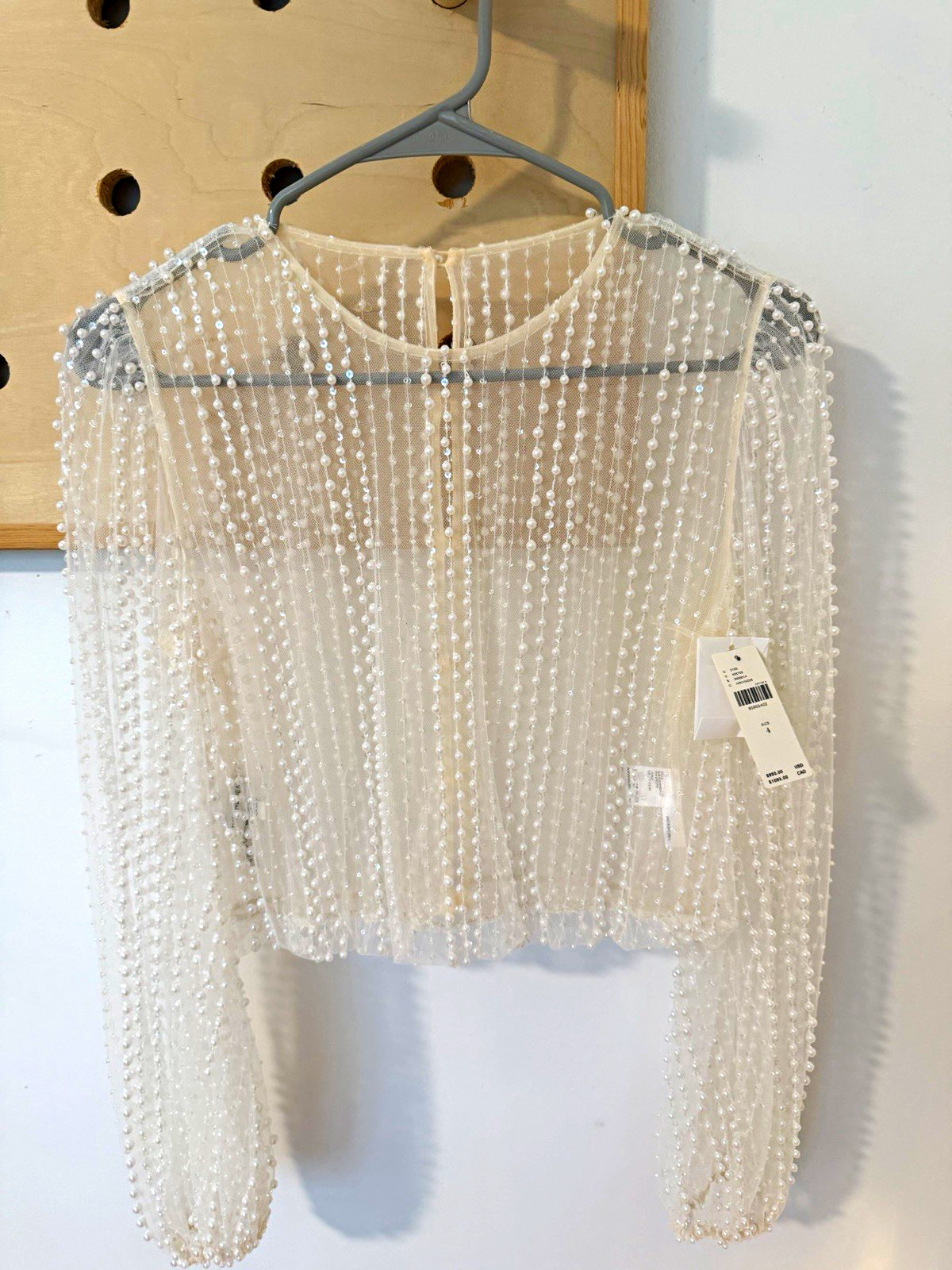 Catherine Deane Ivory Sheer Beaded Tulle Crew Neck Blouse Women’s 4 Catherine Deane Ivory Sheer Beaded Tulle Crew Neck Blouse Women’s 4