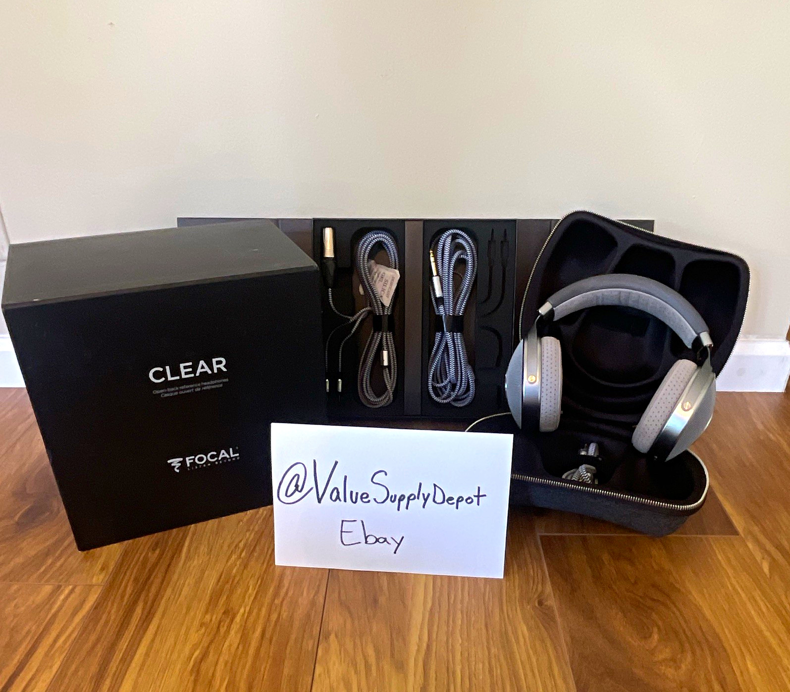 Focal Clear Open-Back Over-Ear Headphones 3m Detachable Cable Case Cables