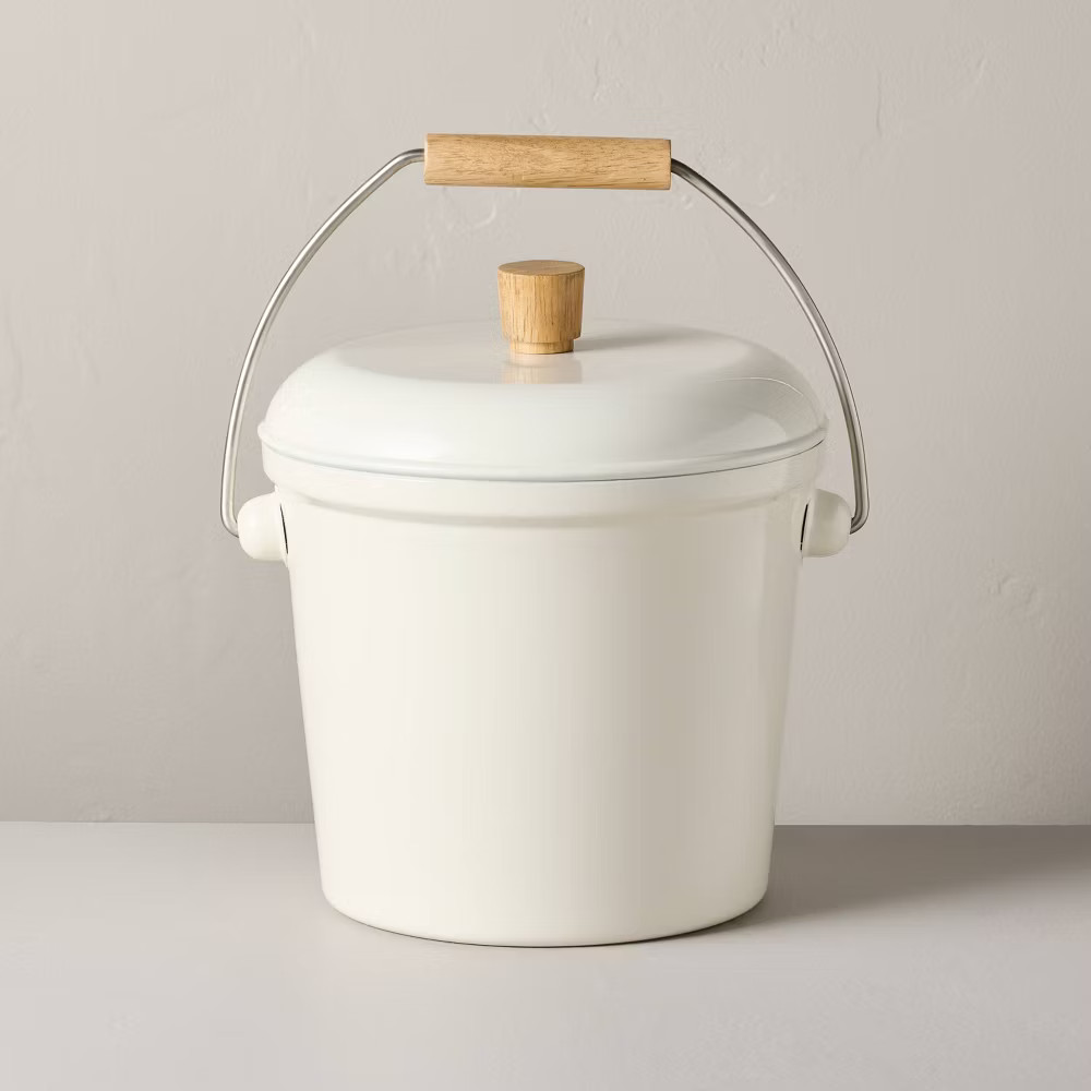 2.5L Stainless Steel Ice Bucket with Handle Sour Cream - Hearth &