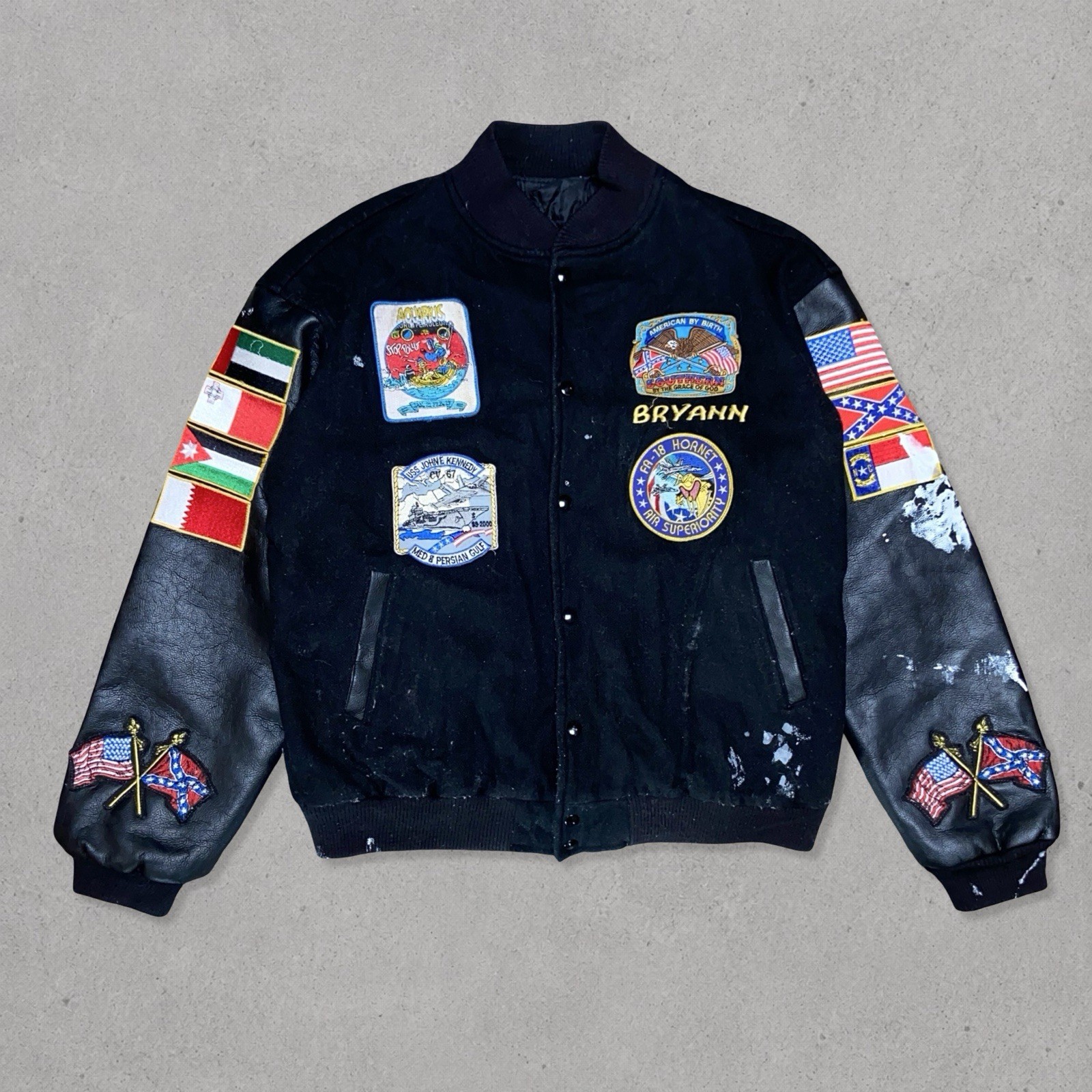Vintage USS John F. Kennedy CV-67 Persian Gulf Cruise Varsity Jacket XL Black US Vintage USS John F. Kennedy CV-67 Persian Gulf Cruise Varsity Jacket XL Black US