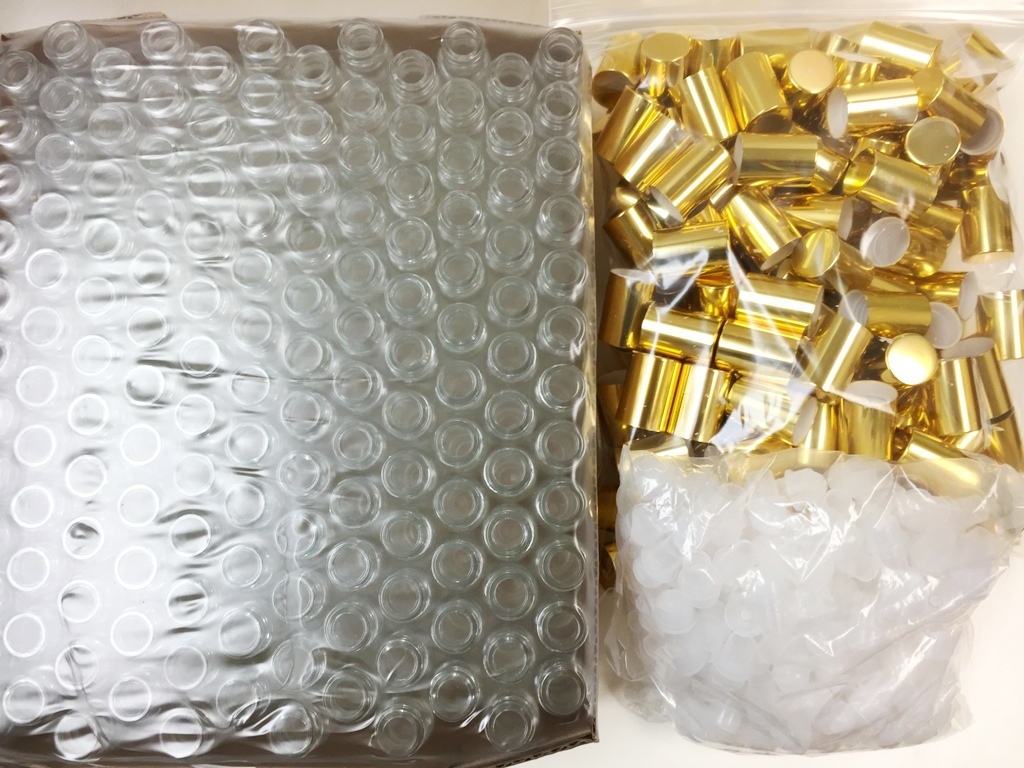 5ml PLAIN 1/6 oz Clear Glass Roll on Bottles With Aluminum Gold Cap & Roller