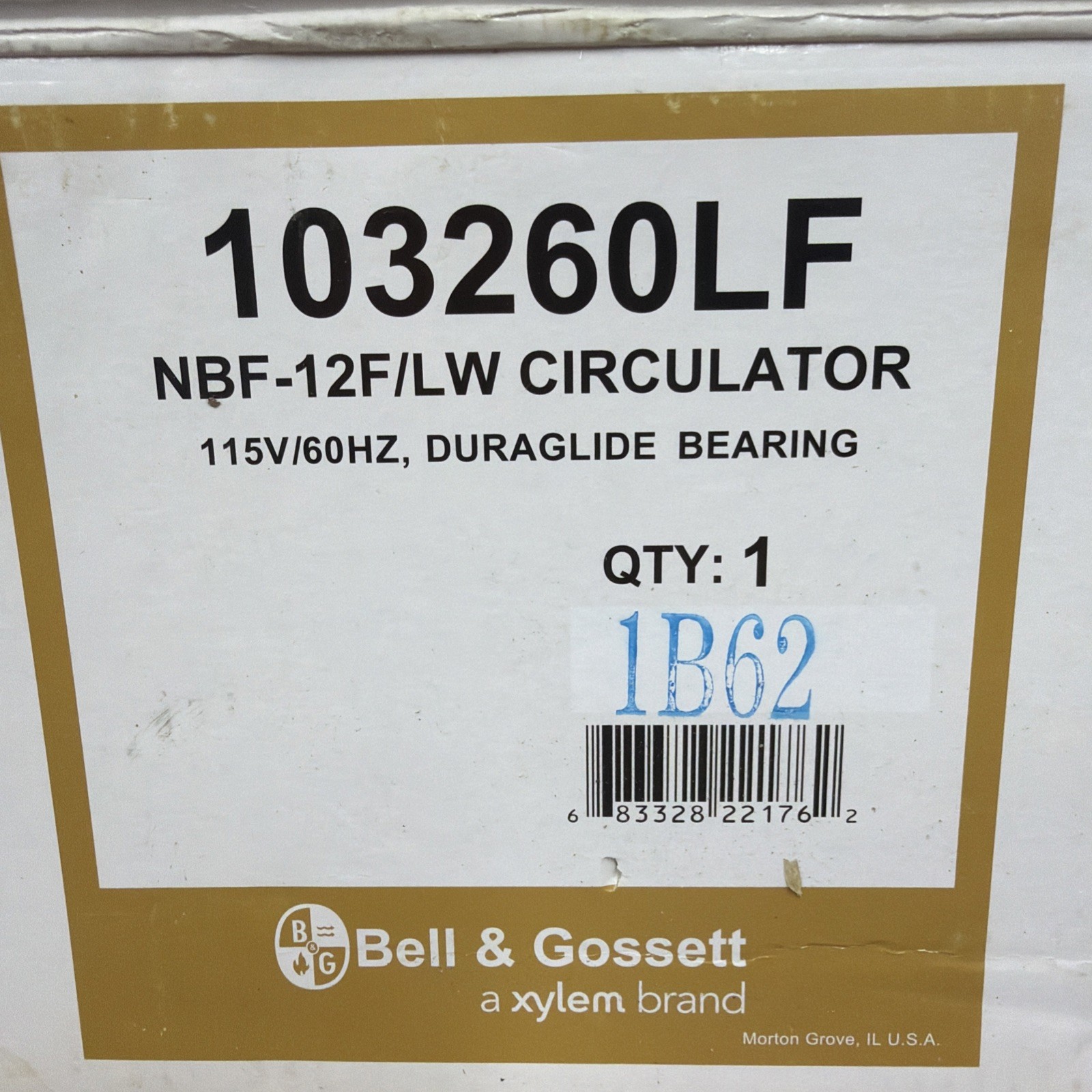 Bell & Gossett 103260LF NBF-12F/LW 115V/60hz Circulator Pump 103256 Brand NEW Bell & Gossett 103260LF NBF-12F/LW 115V/60hz Circulator Pump 103256 Brand NEW