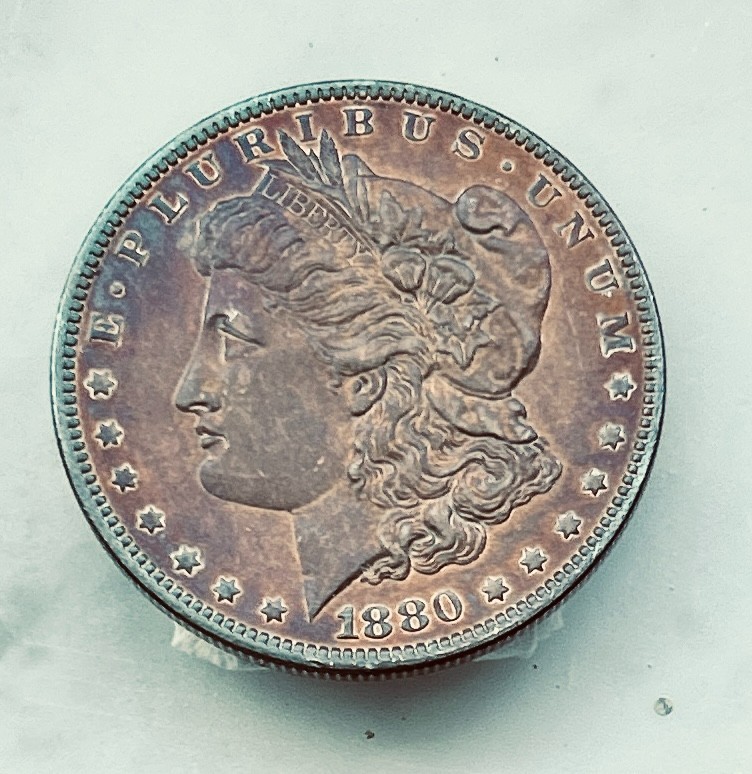 ANTIQUE VF 1880-O TONED MORGAN SILVER DOLLAR COIN ANTIQUE VF 1880-O TONED MORGAN SILVER DOLLAR COIN