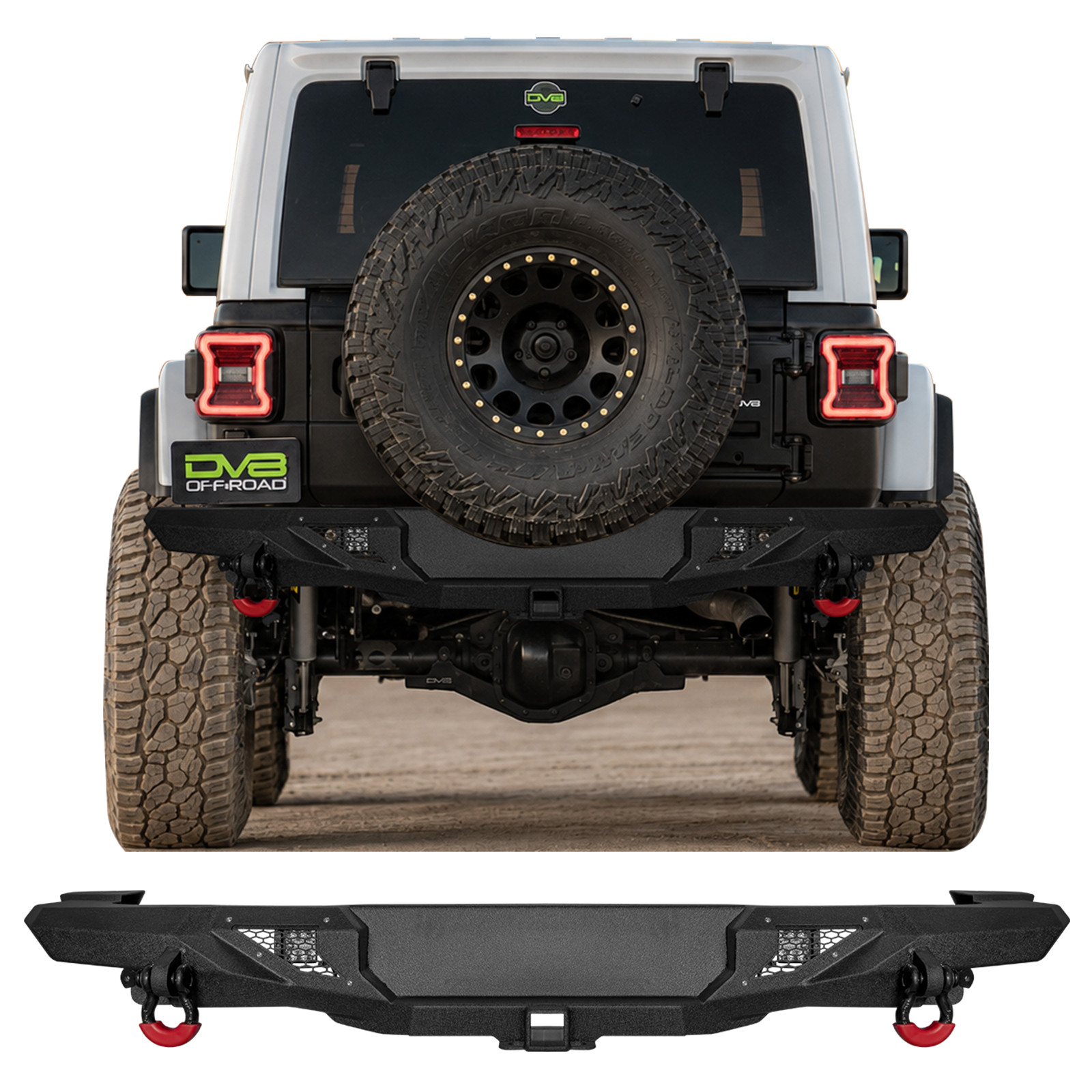 VIJAY Steel Rear Bumper w/LED Lights & D‑Rings For 2018‑2025 Jeep Wrangler JL