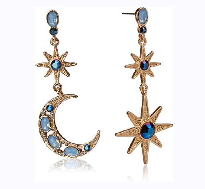 Betsey Johnson Celestial Moon & Star Drop Earrings | Perfect Gift for Her
