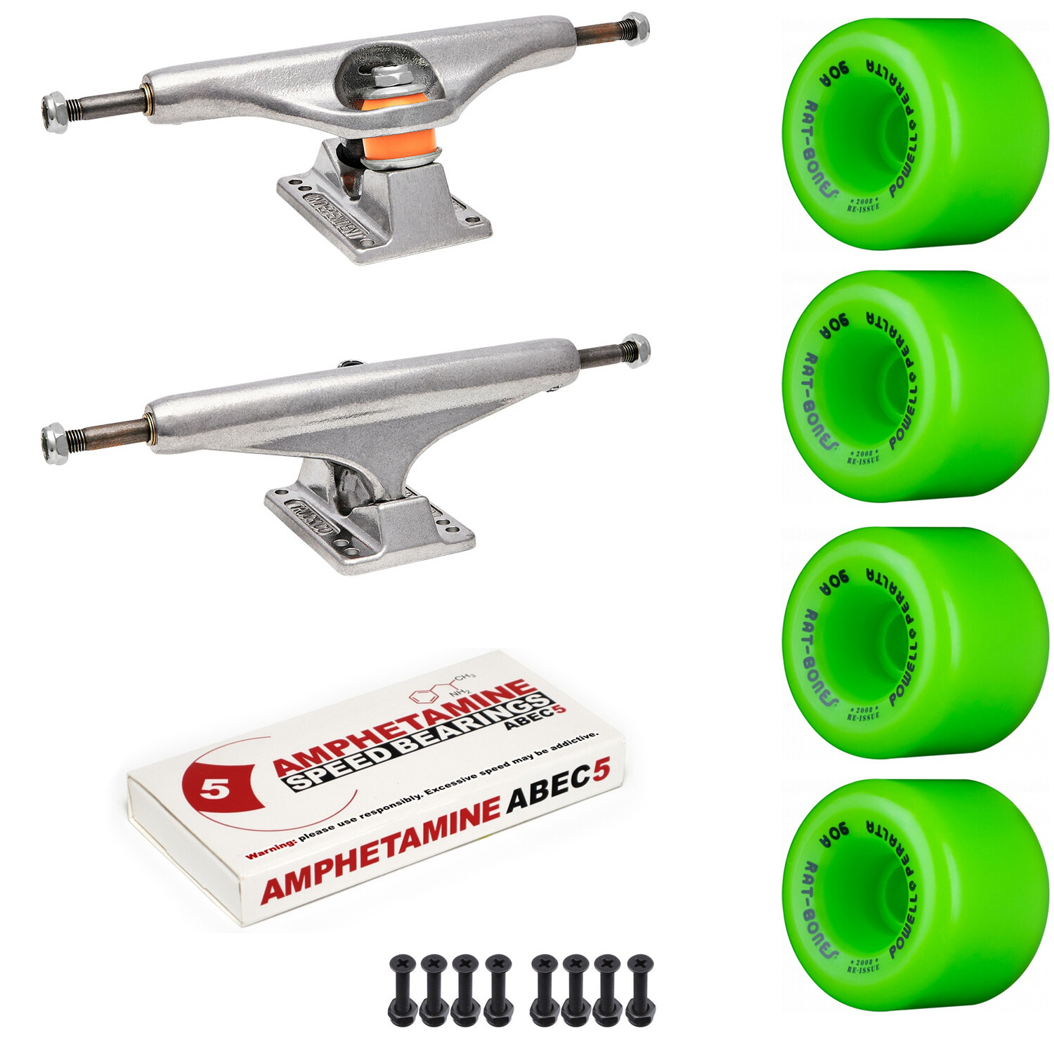 Old School Skateboard Package INDEPENDENT Trucks POWELL RAT BONES Wheels