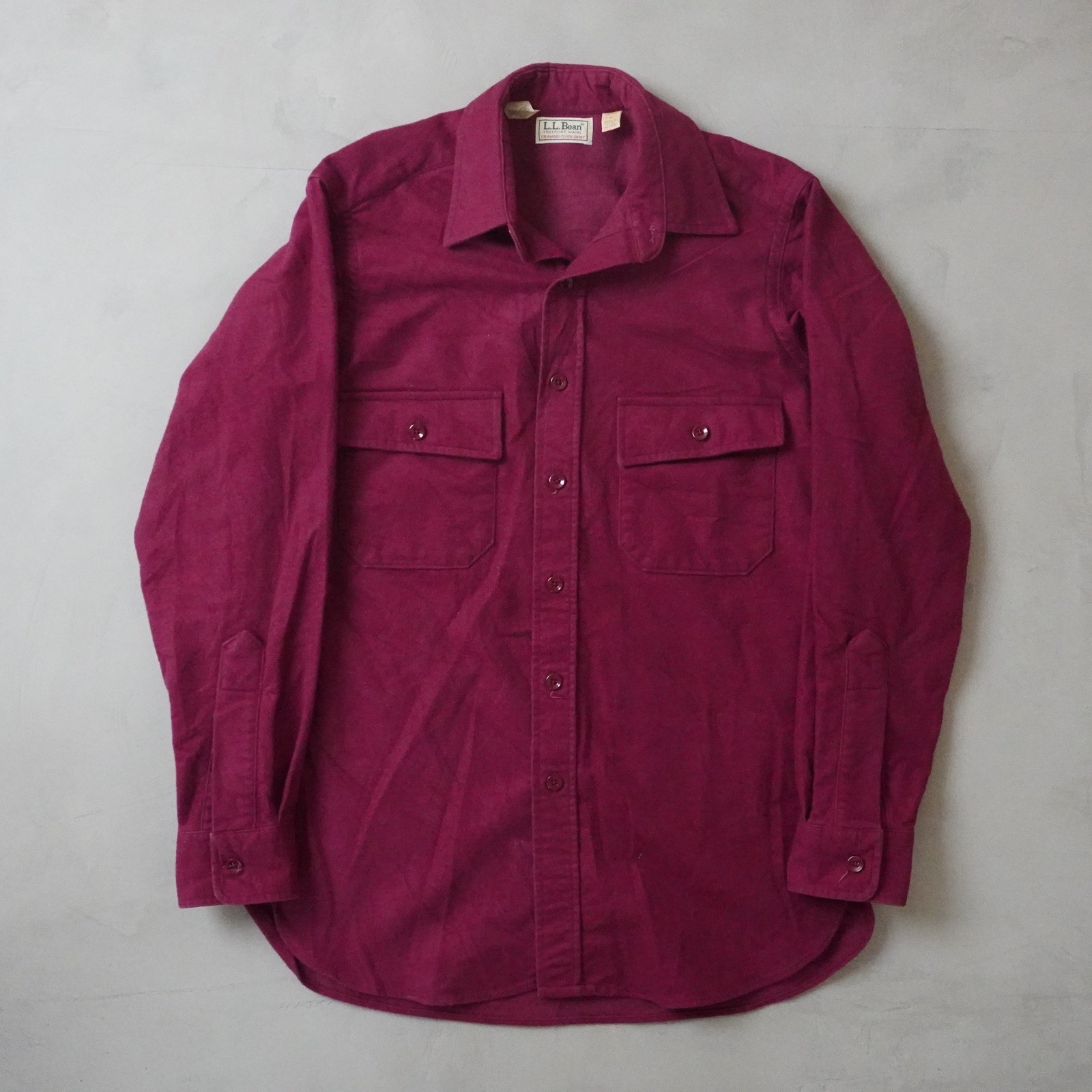 Vintage LL Bean Chamois Cloth Shirt 15 Mens Medium Burgundy Maroon USA Made 90s