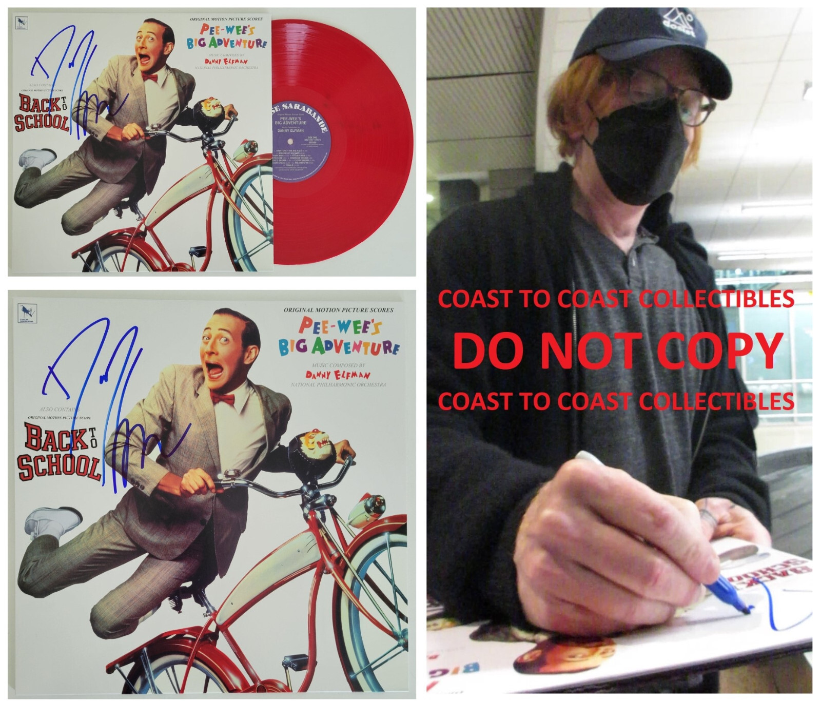 Danny Elfman signed Pee Wee's Big Adventure soundtrack vinyl album proof COA