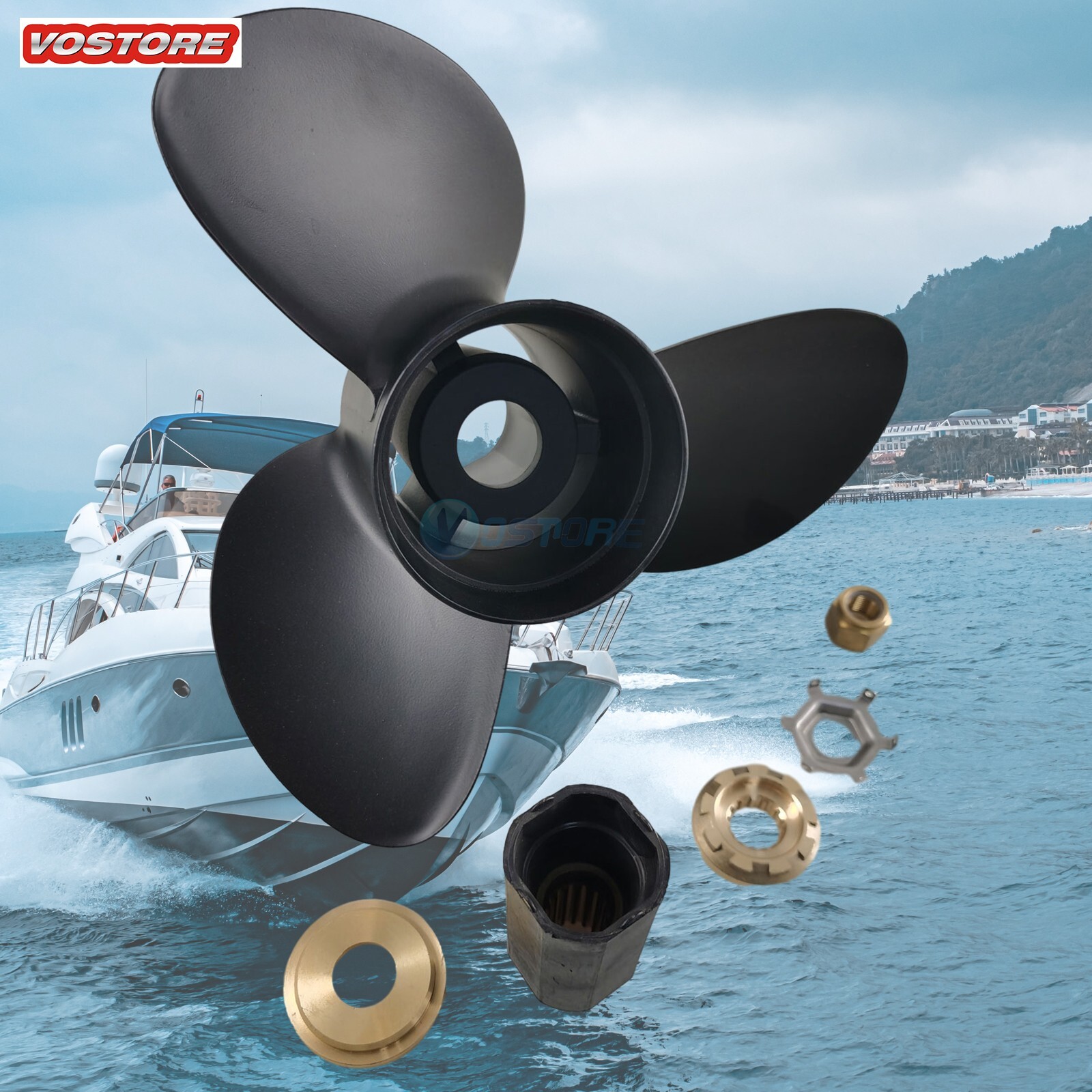 Aluminum Propeller 14.5x19 For Mercury Mercruiser 48-832830A45, RH, 14 1/2 x 19P