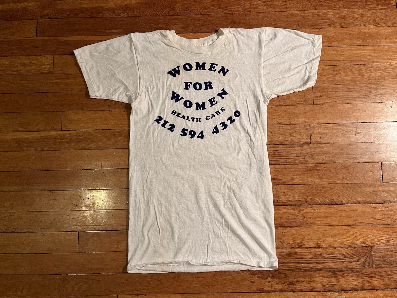 VINTAGE 70s Women for Women Health Care Shirt Women’s M White Single Stitch
