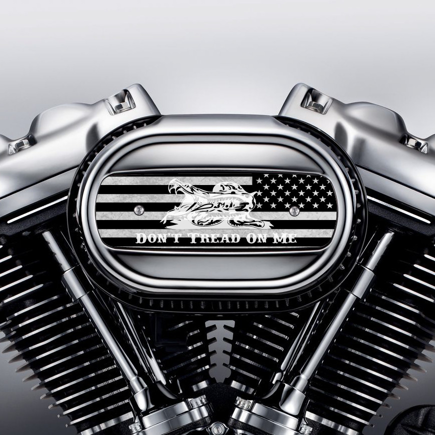 Black & Grey Flag Don\'t Tread on Me Air Cleaner Insert. Replace Stock Harley 