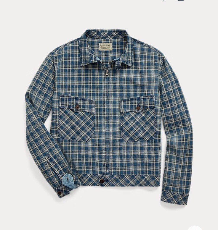 NWT $590 RRL Double RL Indigo Checked Linen Cotton Jacket Men’s Size-M NWT $590 RRL Double RL Indigo Checked Linen Cotton Jacket Men’s Size-M