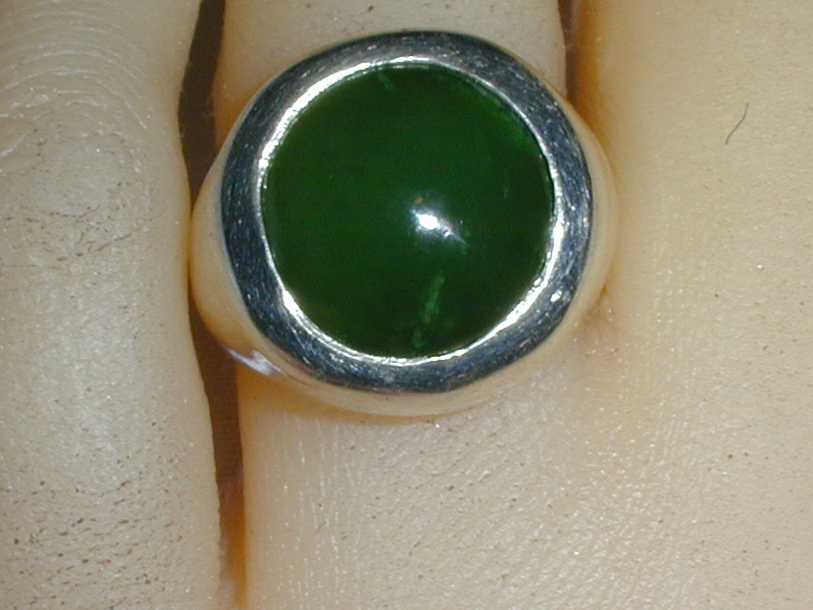 MODERNIST~ RARE-DESIGNER- FARIS BAMINI STERLING SILVER JADE RING- SIZE 4 1/2