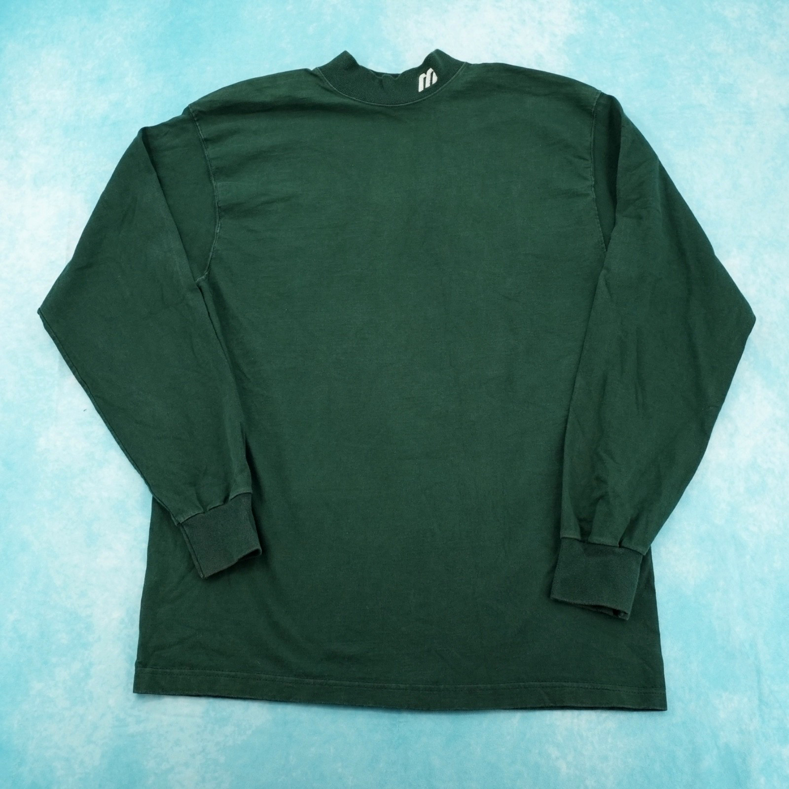 Vintage Mizuno Mock Neck Long Sleeve T Shirt Dark Green Athletic Logo Vintage Mizuno Mock Neck Long Sleeve T Shirt Dark Green Athletic Logo