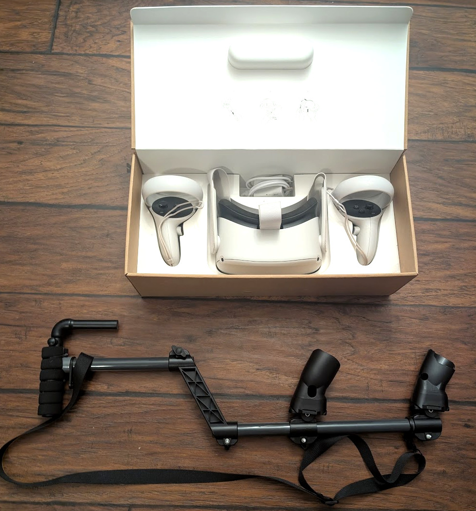 Meta Oculus Quest 2 64GB VR Headset , controllers + gun stock - Tested Working
