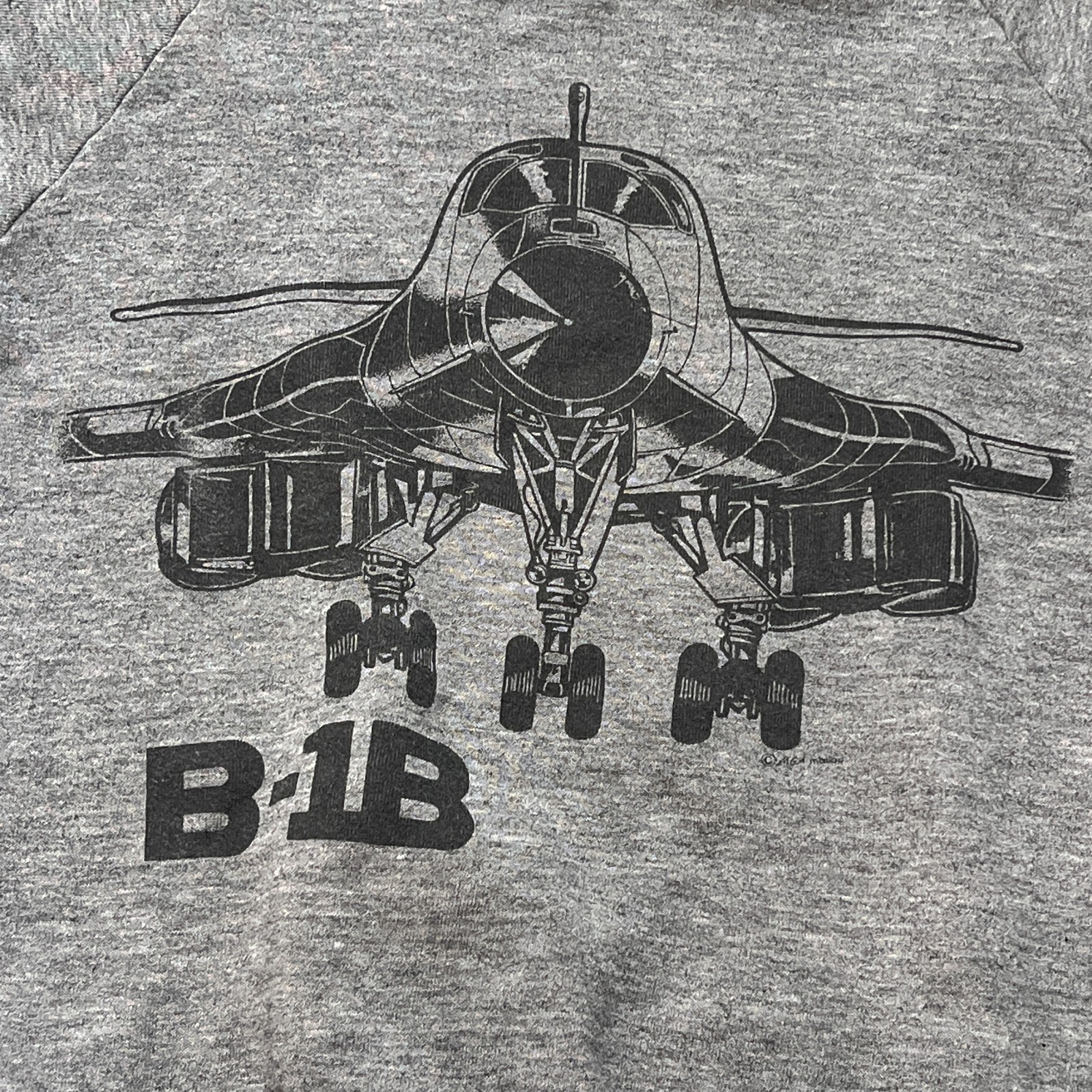 Vtg JERZEES Sweatshirt Grey Made in USA B - 1B Bomber aviation  size small