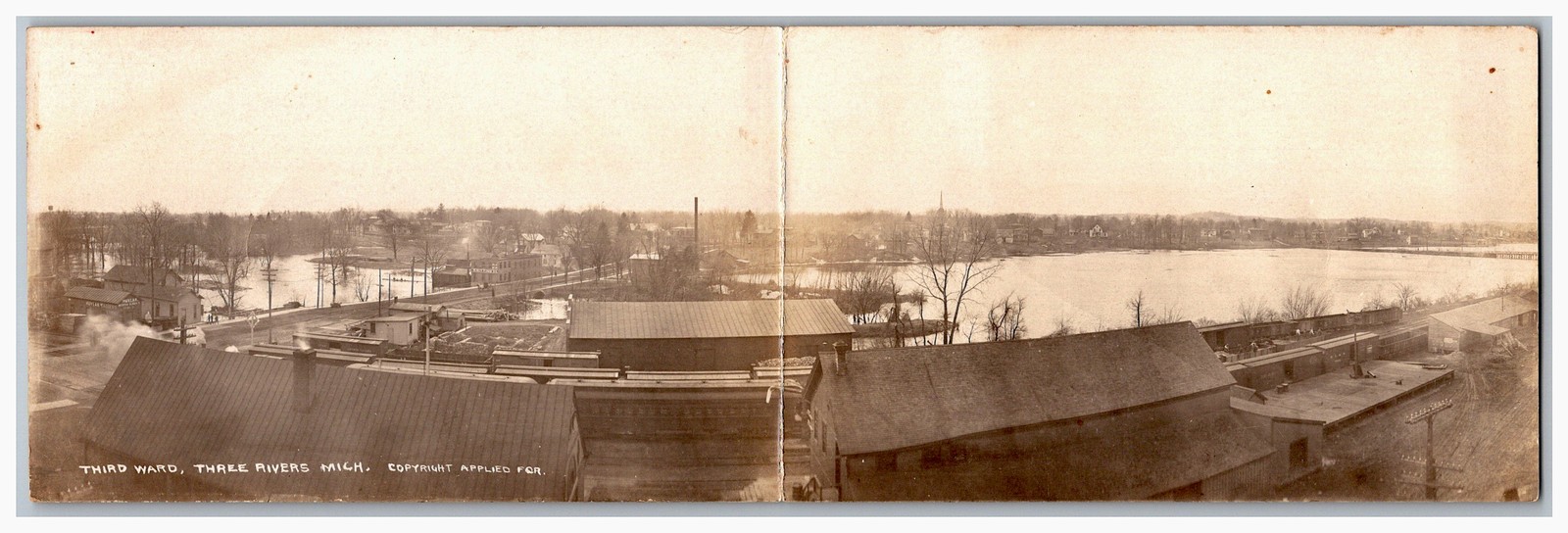 RPPC ~ Three Rivers MI Lake Shore Railroad Depot Folding ~ 3rd ward interurban